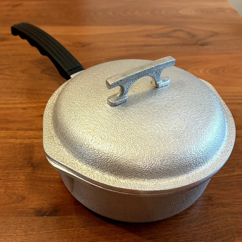 Vintage Queensware Hammered Cast Aluminum  Pot Pan with Cover